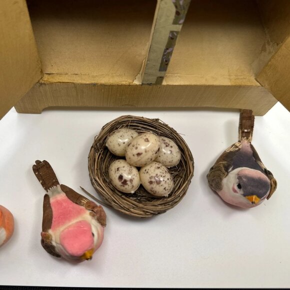 Vintage Painted Wooden Decorative Mini Cabinet w/Birds-Nest & Eggs - Picture 10 of 16